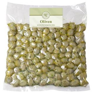 -GV-  1 kg  Griech. Oliven m Knoblauch,  mariniert