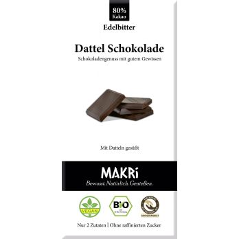 MAKRI Dattel Schokolade - Edelbitter 80% , 85g