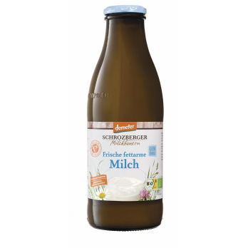 DEMETER Fettarme Milch 1l, Glas 1,5%