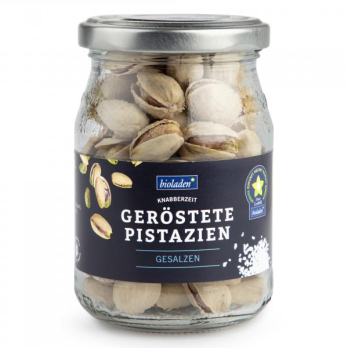 b*  geröstete Pistazien gesalzen, 130g im Glas
