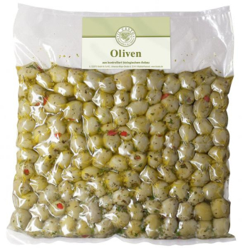 -GV-   1 kg  Griech. Oliven m Paprika, mariniert