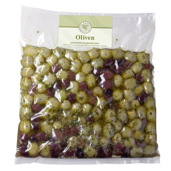 -GV-  1 kg   Oliven-Mix mit gefüllten Oliven mariniert