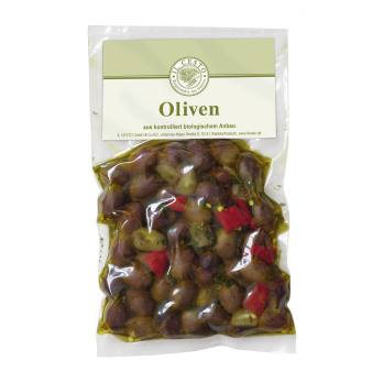 Ital. Leccino Oliven oh. Stein pikant mariniert , 175g