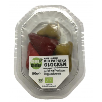 Rote u. Grüne Paprikaglocken gefüllt u. Peperoni, 100g