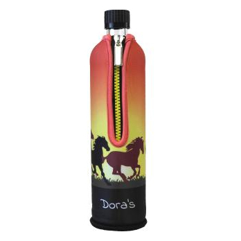 Glasflasche mit Neoprenbezug Pferd , 500ml