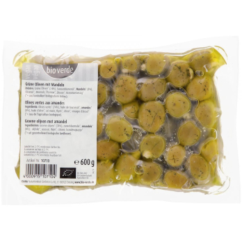 -GV-  2x600g   Grüne Oliven mit Mandeln