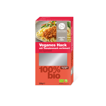 Veganes Hack, mit Tomatenmark verfeinert,  250g