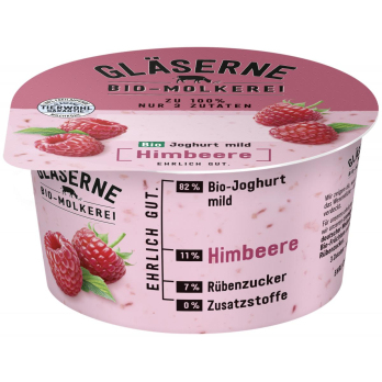 Joghurt pur Himbeere 3,5% 150g , Gläserne Molkerei