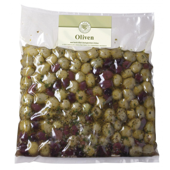 -GV-  1 kg   Oliven-Mix mit gefüllten Oliven mariniert